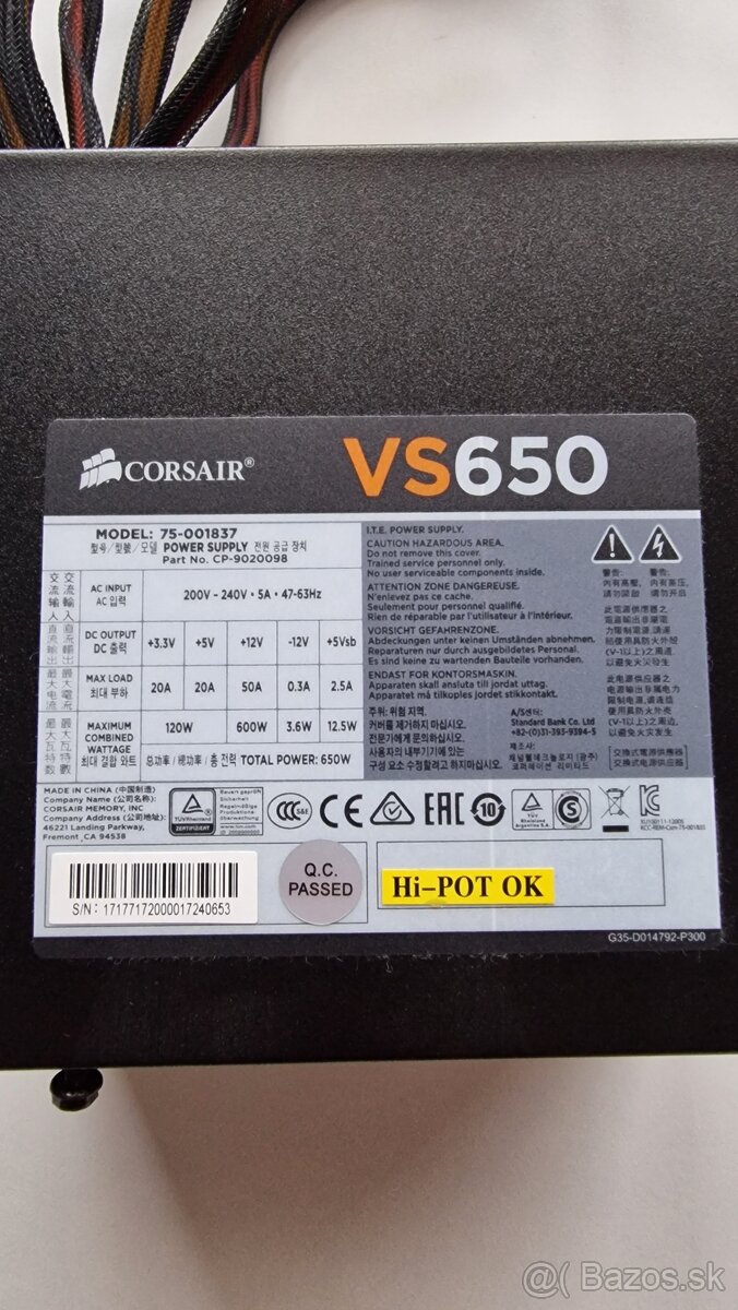 PC zdroj Corsair VS650 - 650 W - 3
