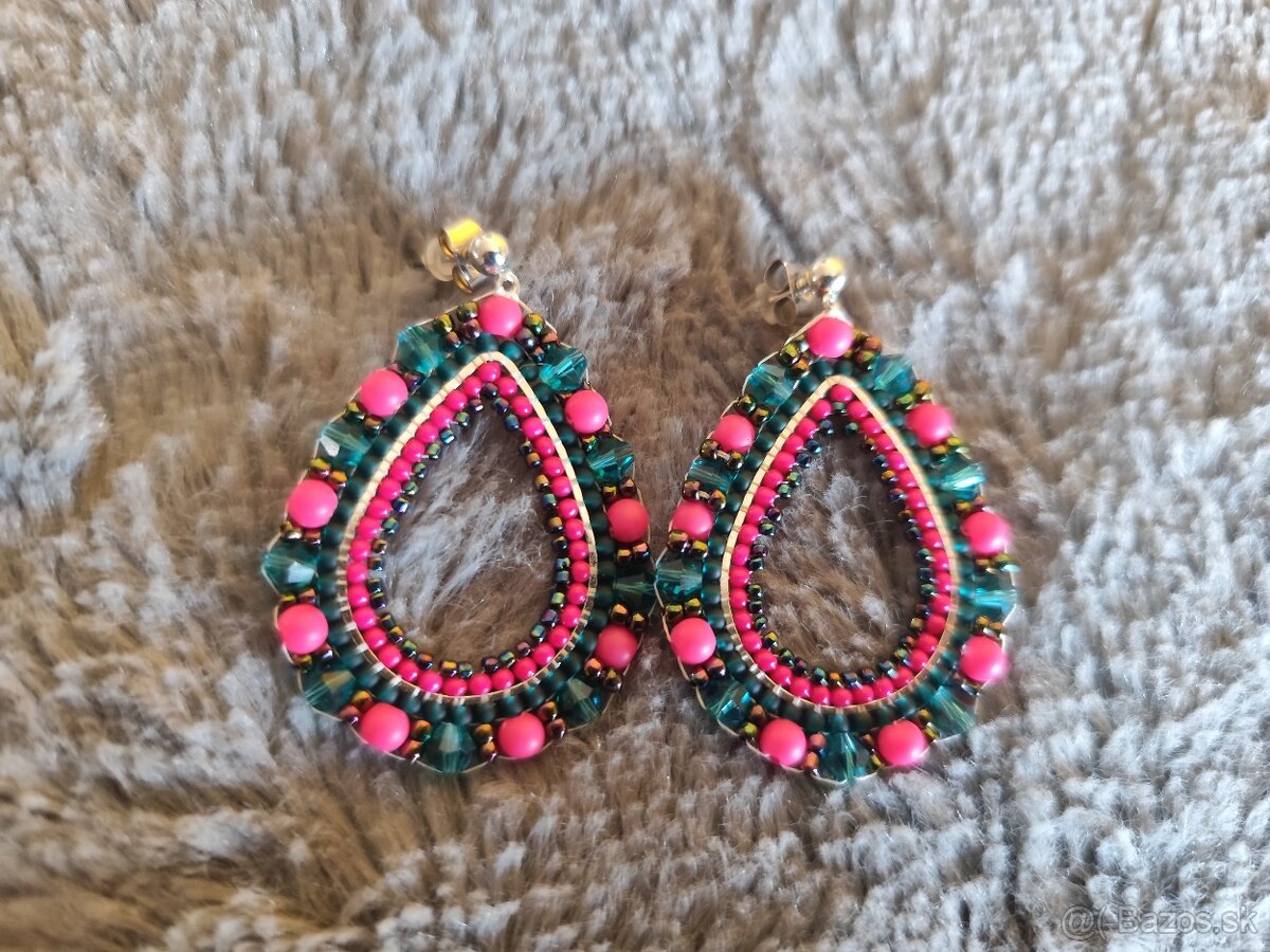 Handmade šité náušnice - 3