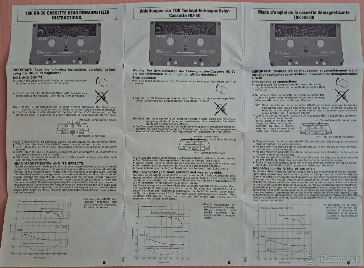 Predám demagnetizačnú kazetu TDK HD30 - 3