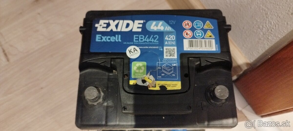 Predám autobatériu EXIDE EXCELL EB442, 44 Ah, 420 A. - 3