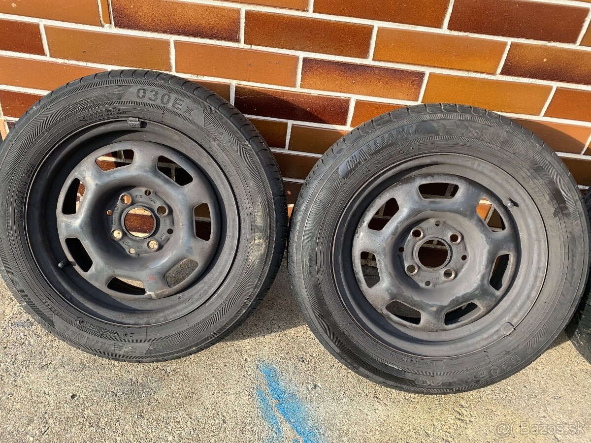 Predam plechové disky 4x100 r14 obuté letné pneu 185/60 - 3