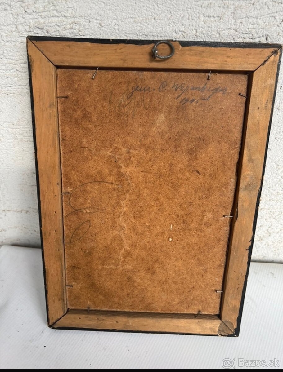 Rucne malovany original stary obrazok muza - 3