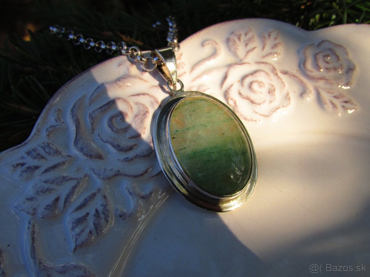 Strieborný náhrdelník s príveskom Avanturín, Ag 925 - 3