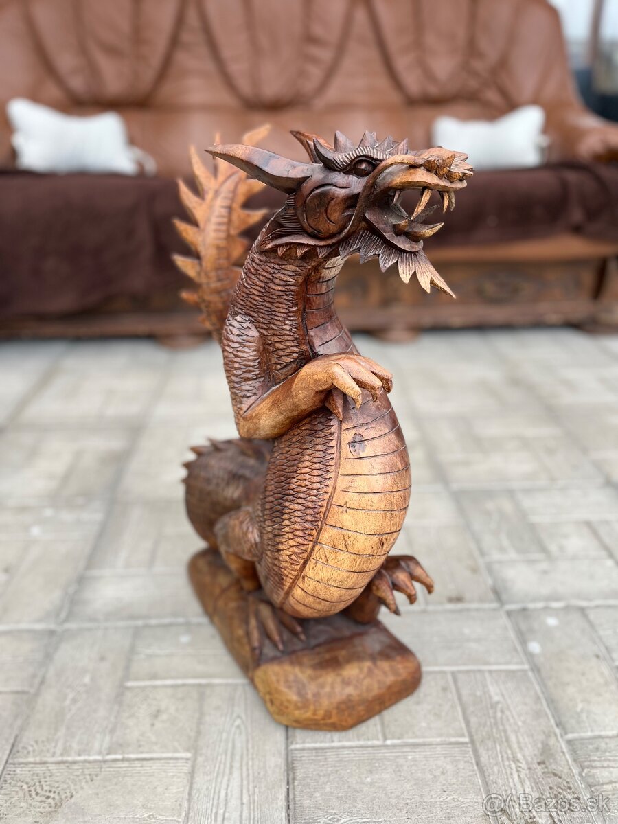 Vyrezávaný drevený drak 60cm - 3