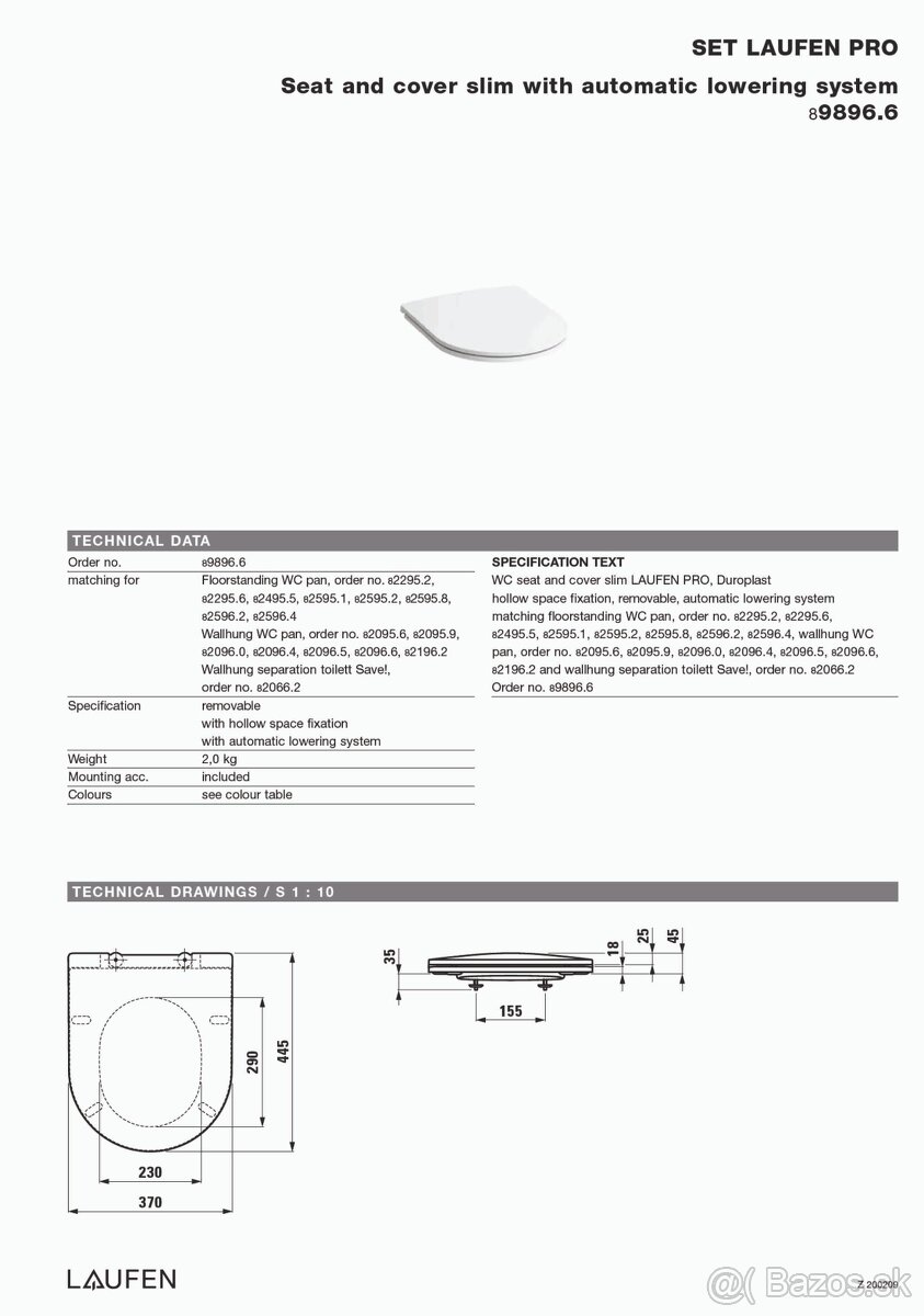 závesné wc LAUFEN PRO - 3