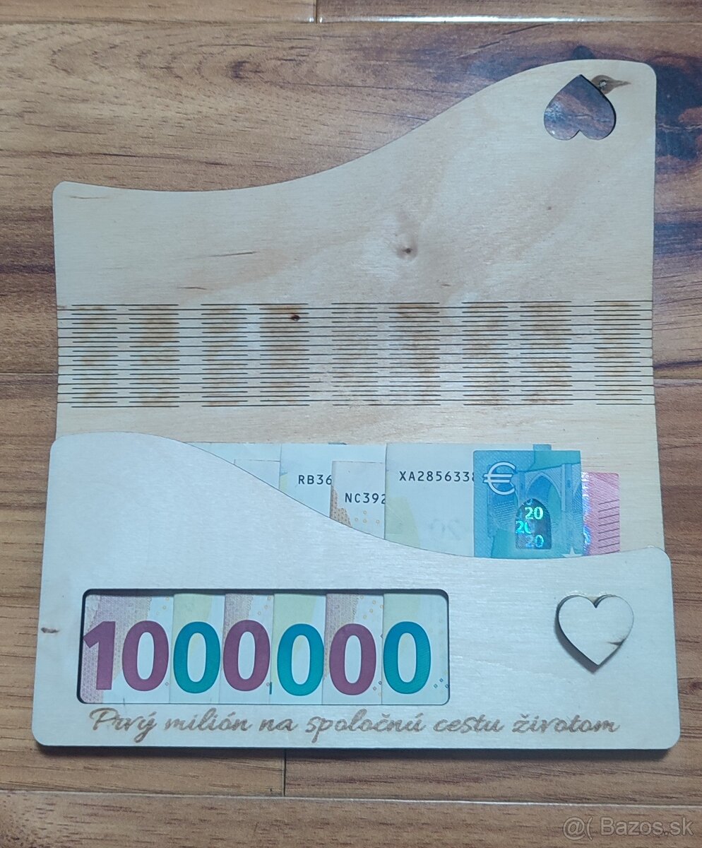 Drevená darčeková obálka Prvý milión pre novomanželov - 3