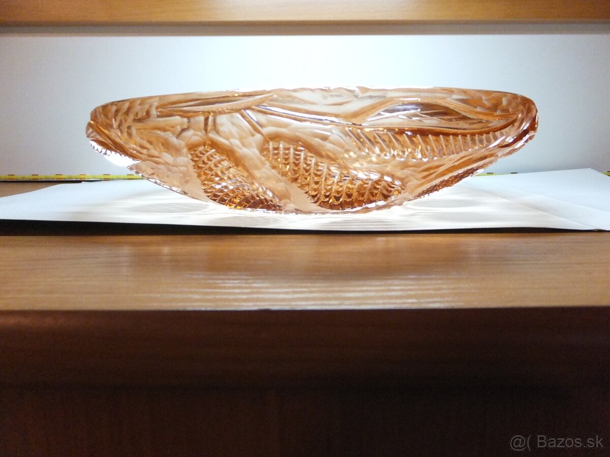 Bohatě broušená rosalinová velká mísa, váha 1713 g. - 3