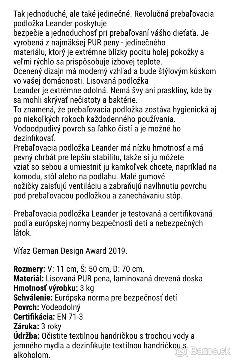 LEANDER prebalovacia podlozka - 3