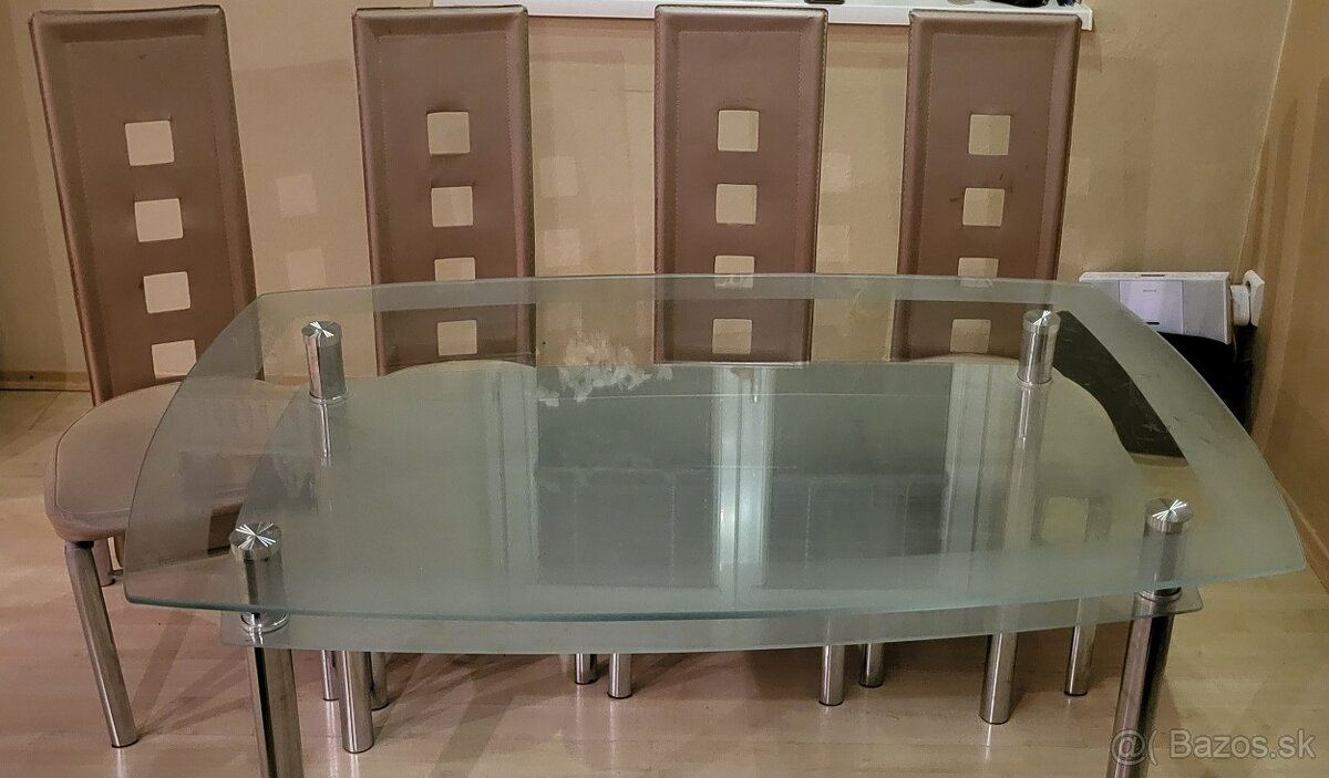 Sklenený jedálenský stôl - 3