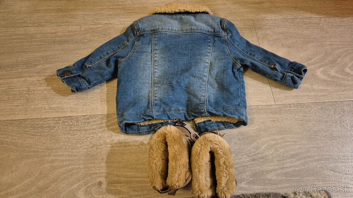 Set capačky č.20 + kožušinová riflová bundička v.68 - 3