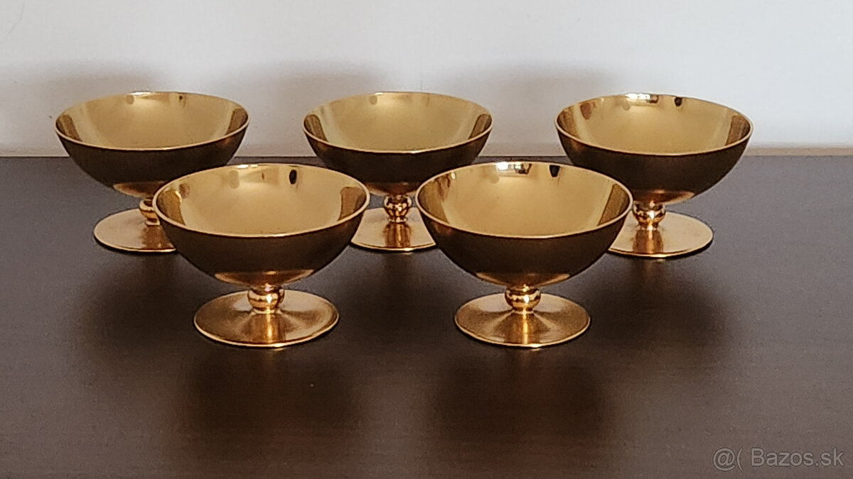 Retro zlatené poháre na zmrzlinu/dezert (5 ks) - 3