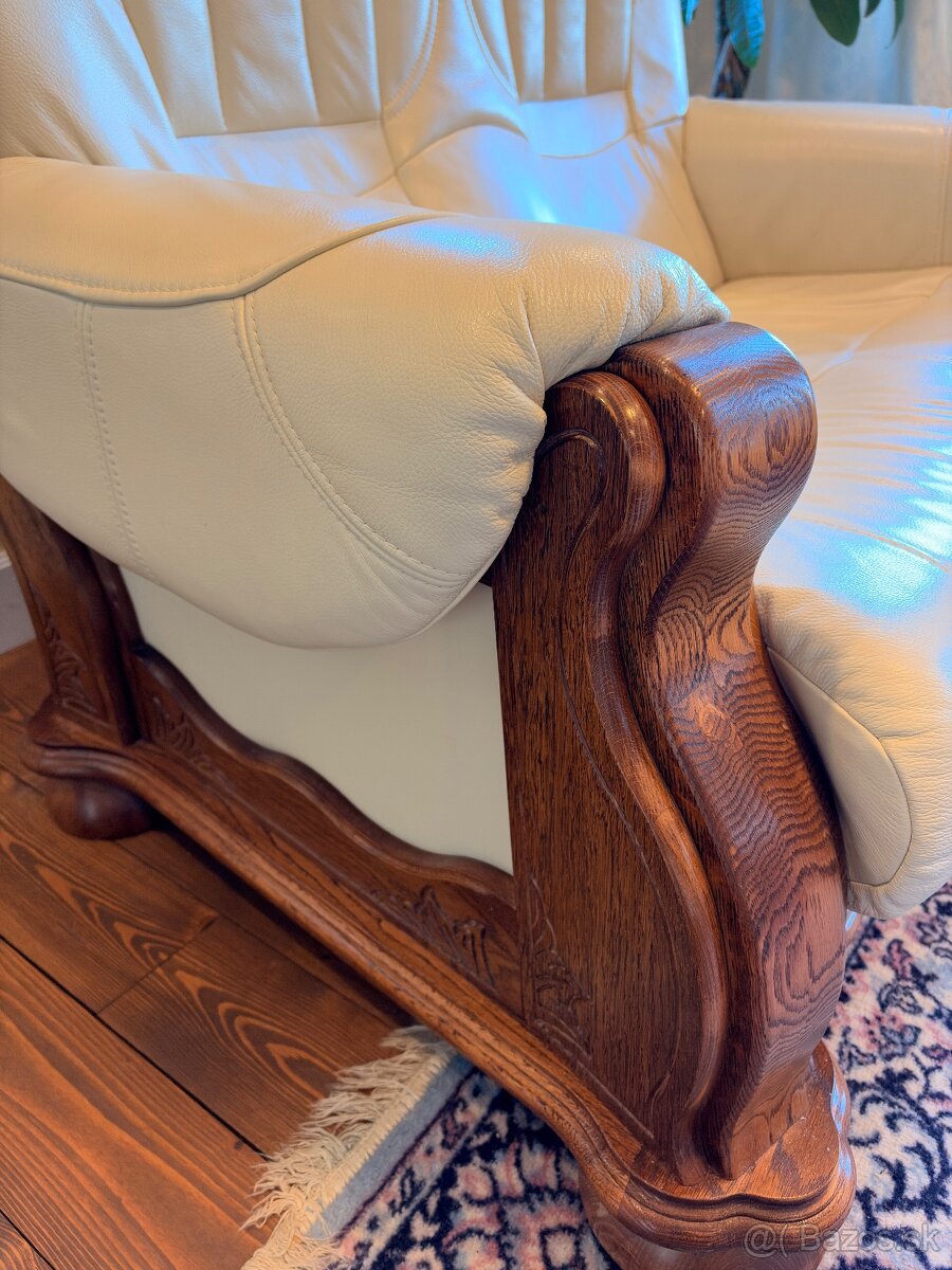 Sedacia kožená suprava dub masív - 3