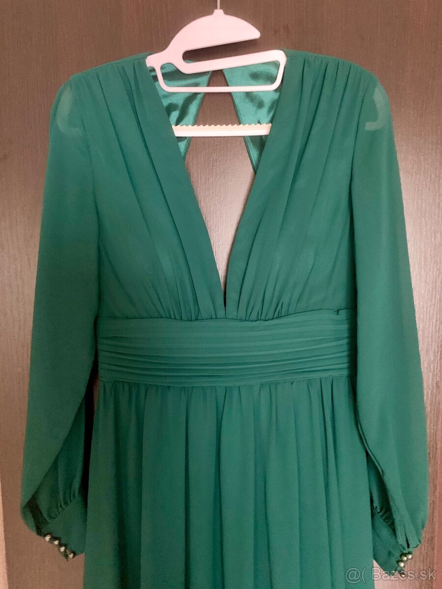 Tmavozelené spoločenské šaty - 3