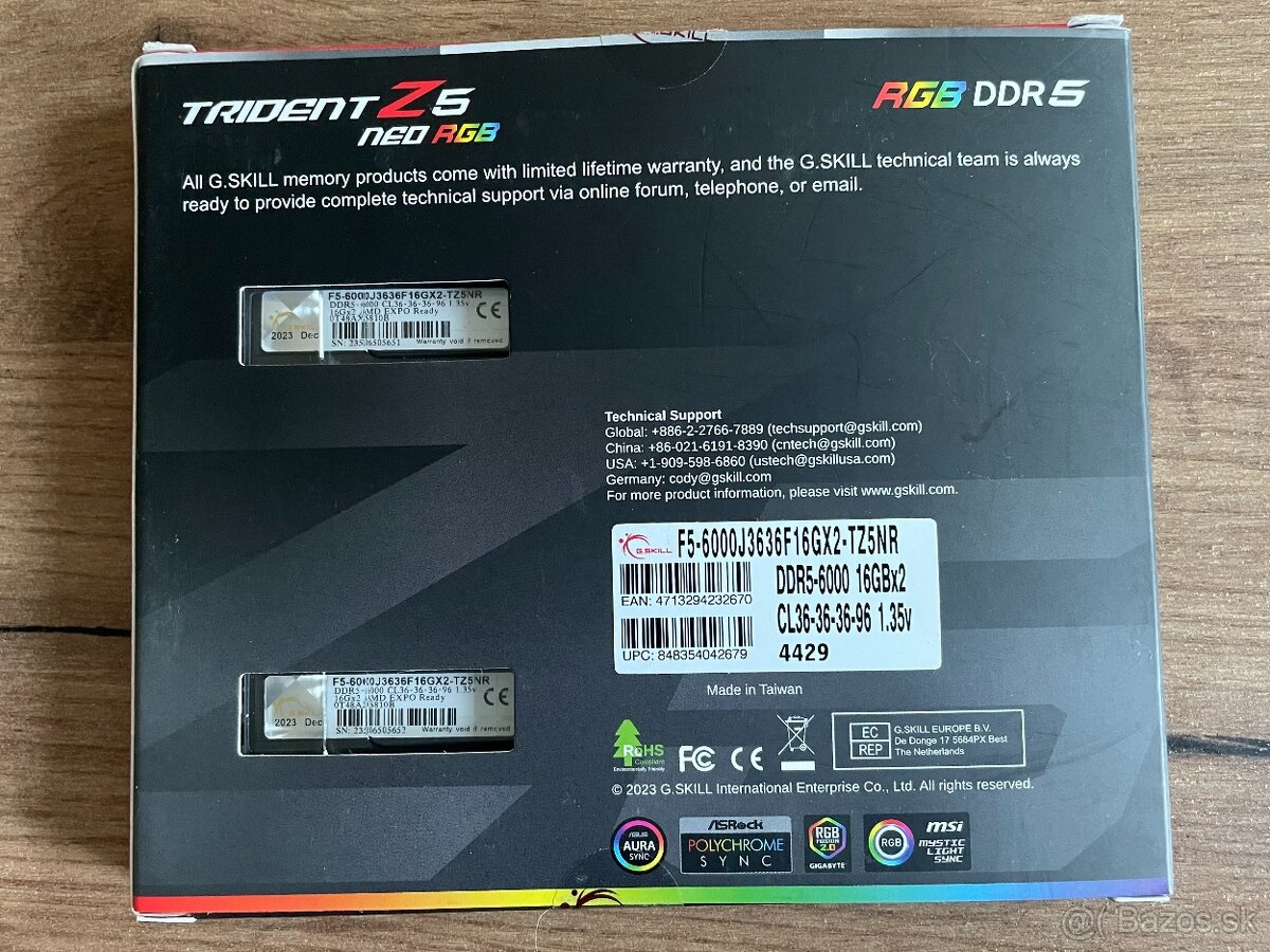 RAM súpravu: G.SKILL Trident Z5 Neo RGB DDR5-6000 (2×16 GB) - 3