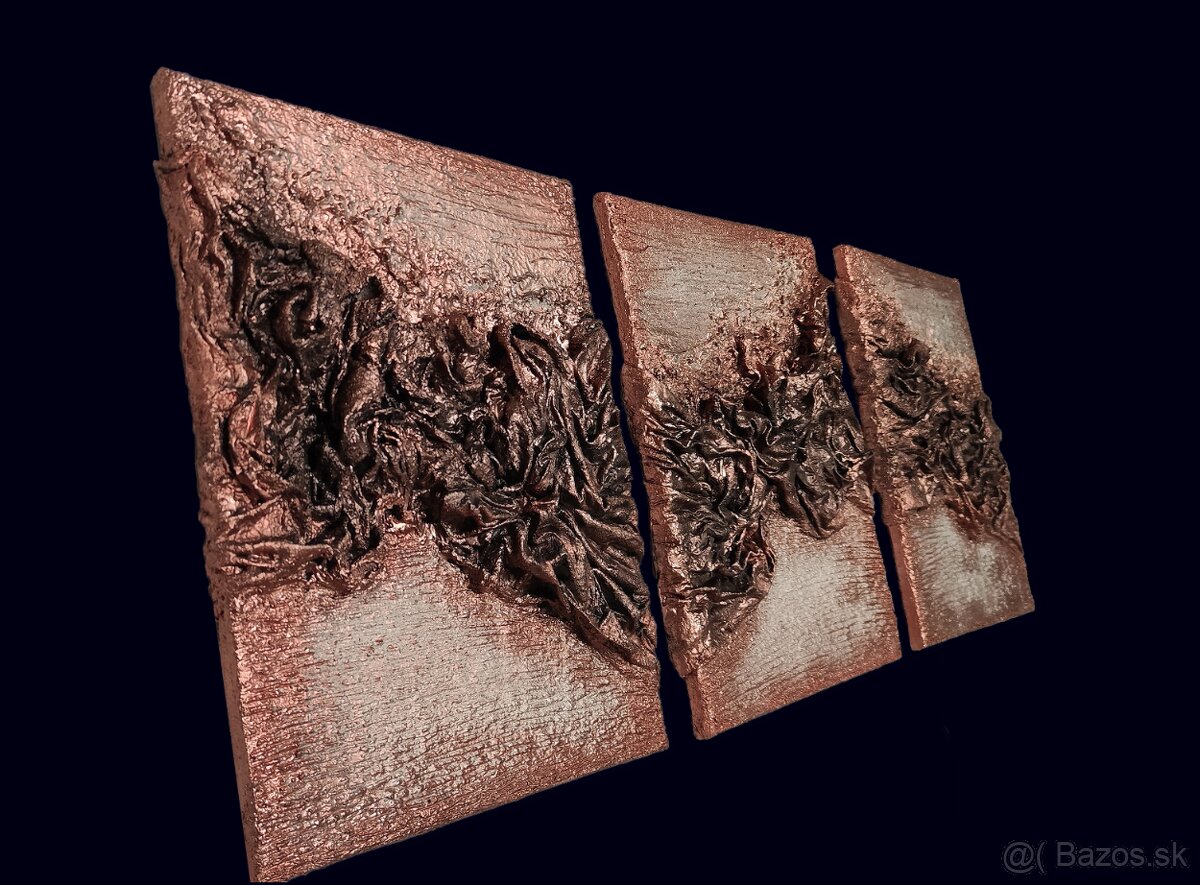 Handmade 3D trojobraz - medená farba - 3