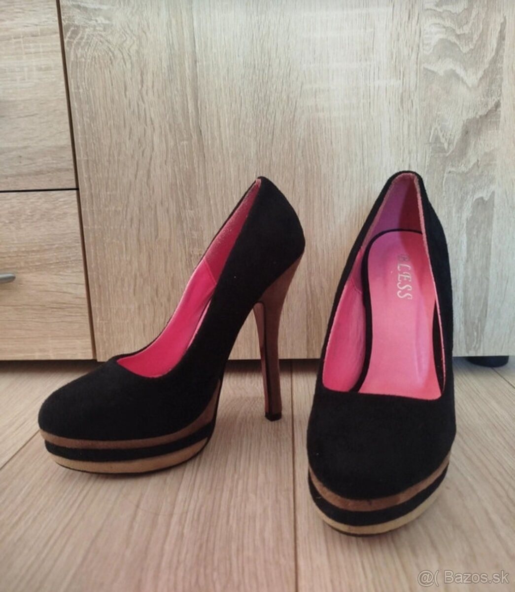 Čierne semišové lodičky 36 - 3