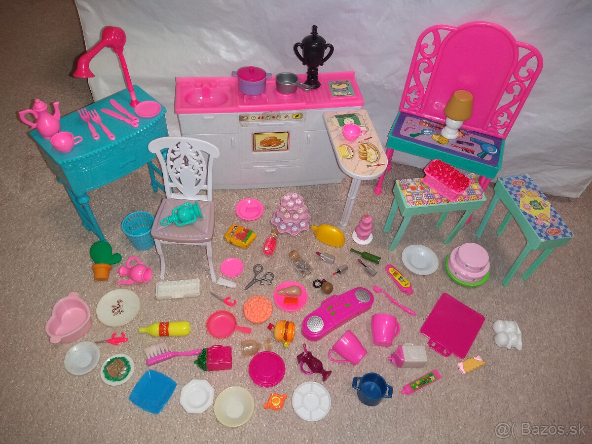 nábytok pre bábiky barbie rúž špirála šálky krém zubná kefka - 3