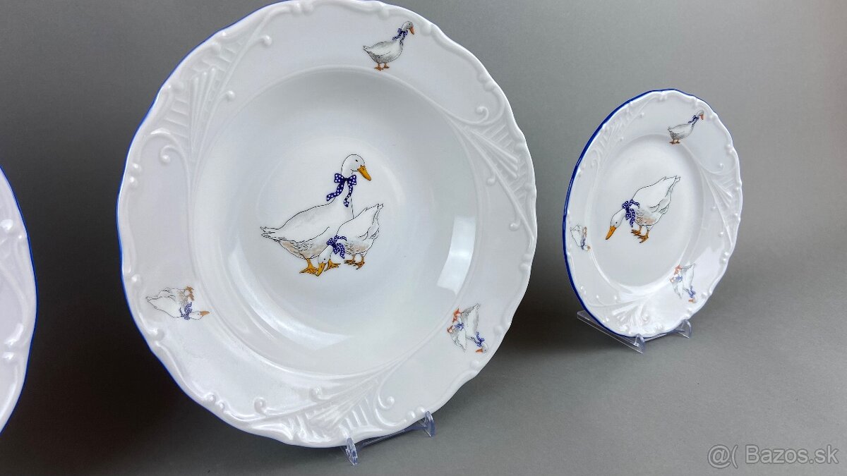 Porcelánová súprava pre 6 osôb husi, modrá linka - 3