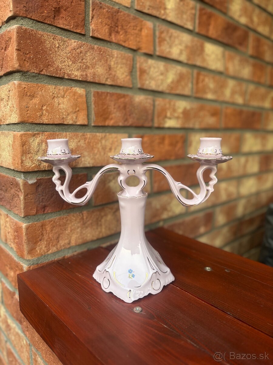 Ruzovy porcelan Chodov svietnik - 3