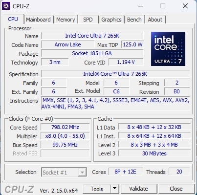 Intel Core Ultra 7 265K, 5.30 GHz, 30 MB Cache, socket 1851 - 3