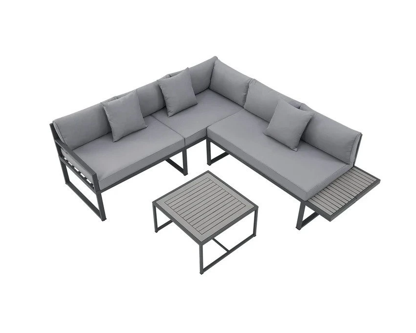 Záhradná kovová zostava St Tropez antracit a sivé podušky - 3