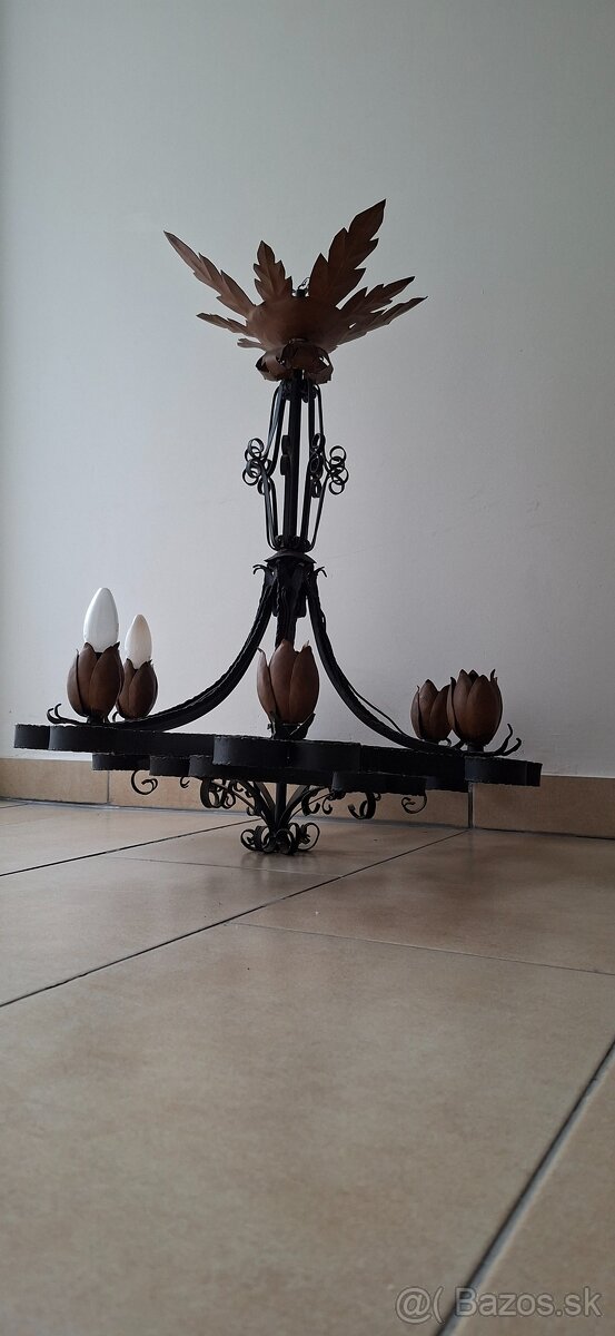 Historické kované svietidlo/luster - 6 sviečkové - 3