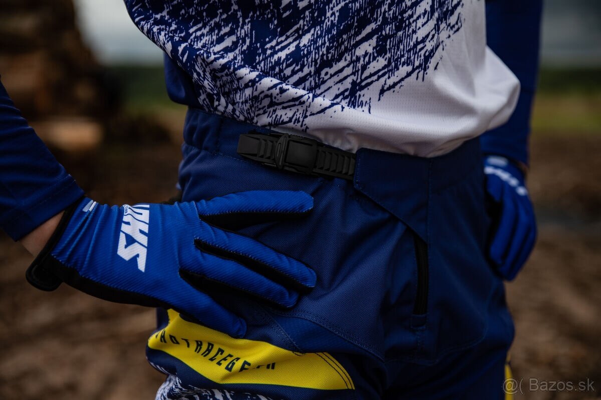 enduro motocross kvalitný set shot modro-žltý