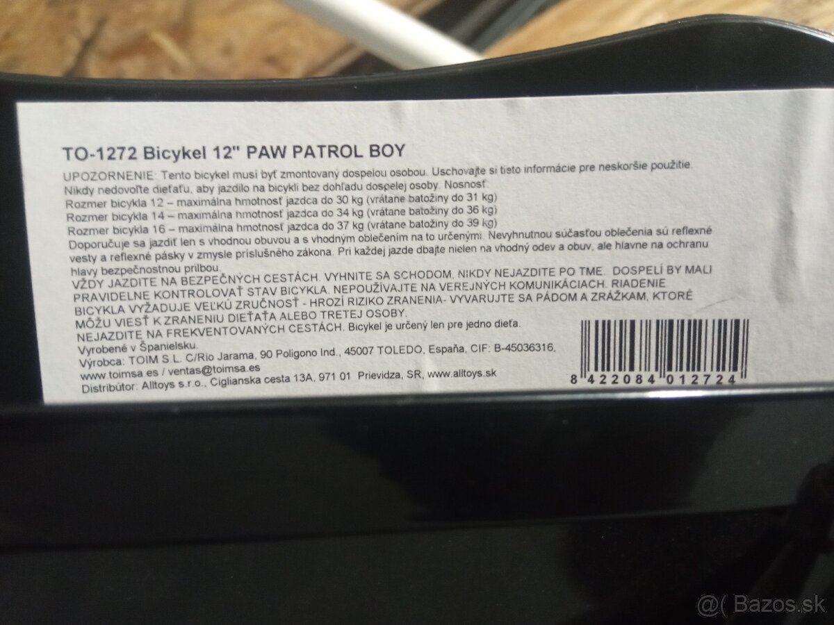 Detský bicykel 12" Paw Patrol - 3