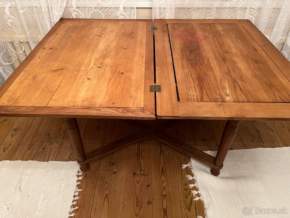 Vidiecky starozitny rozkladaci stol - 3