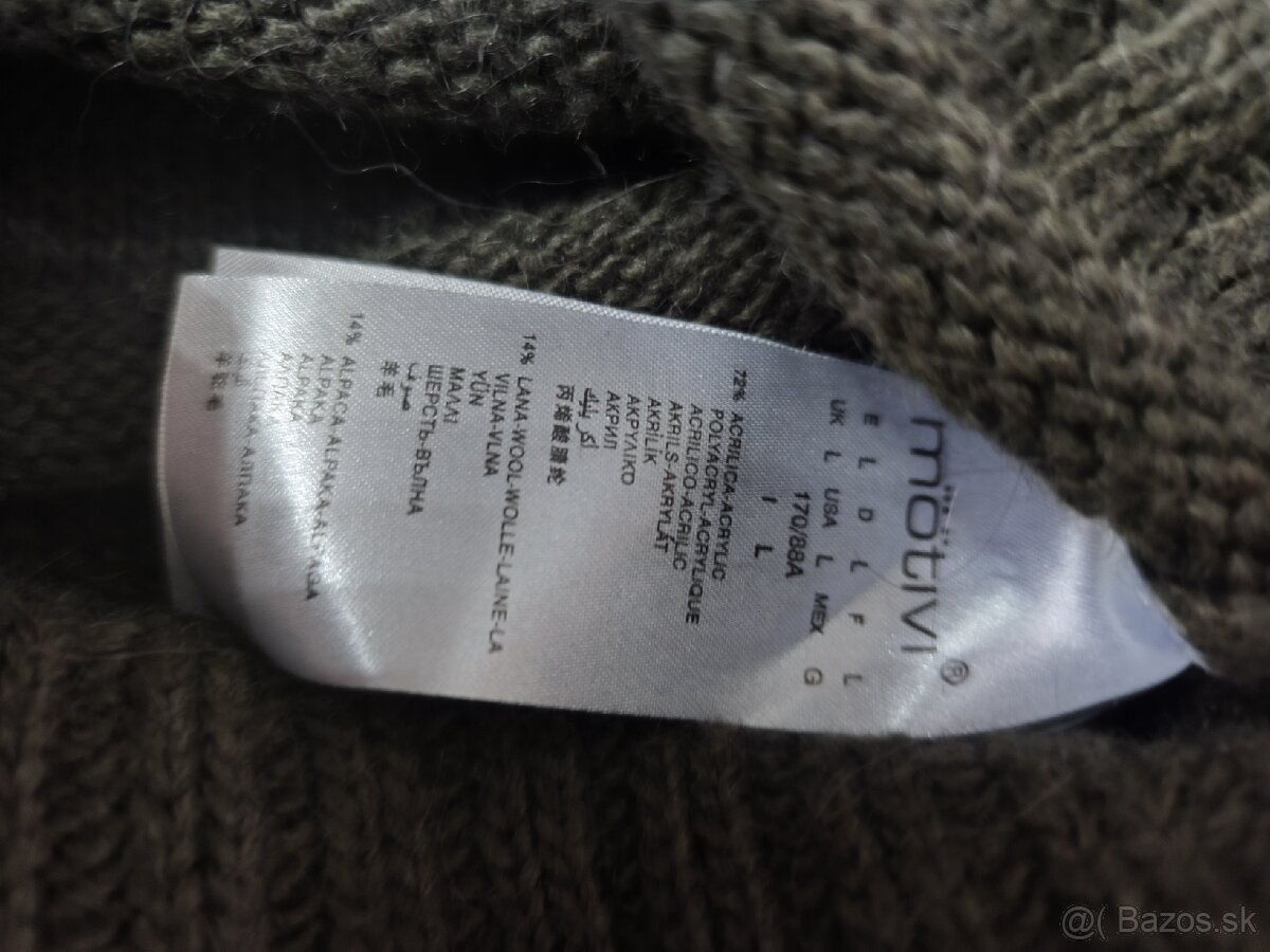 Dlhý Pletený Kardigán Mötivi (Olivová/Sivohnedá) - 3