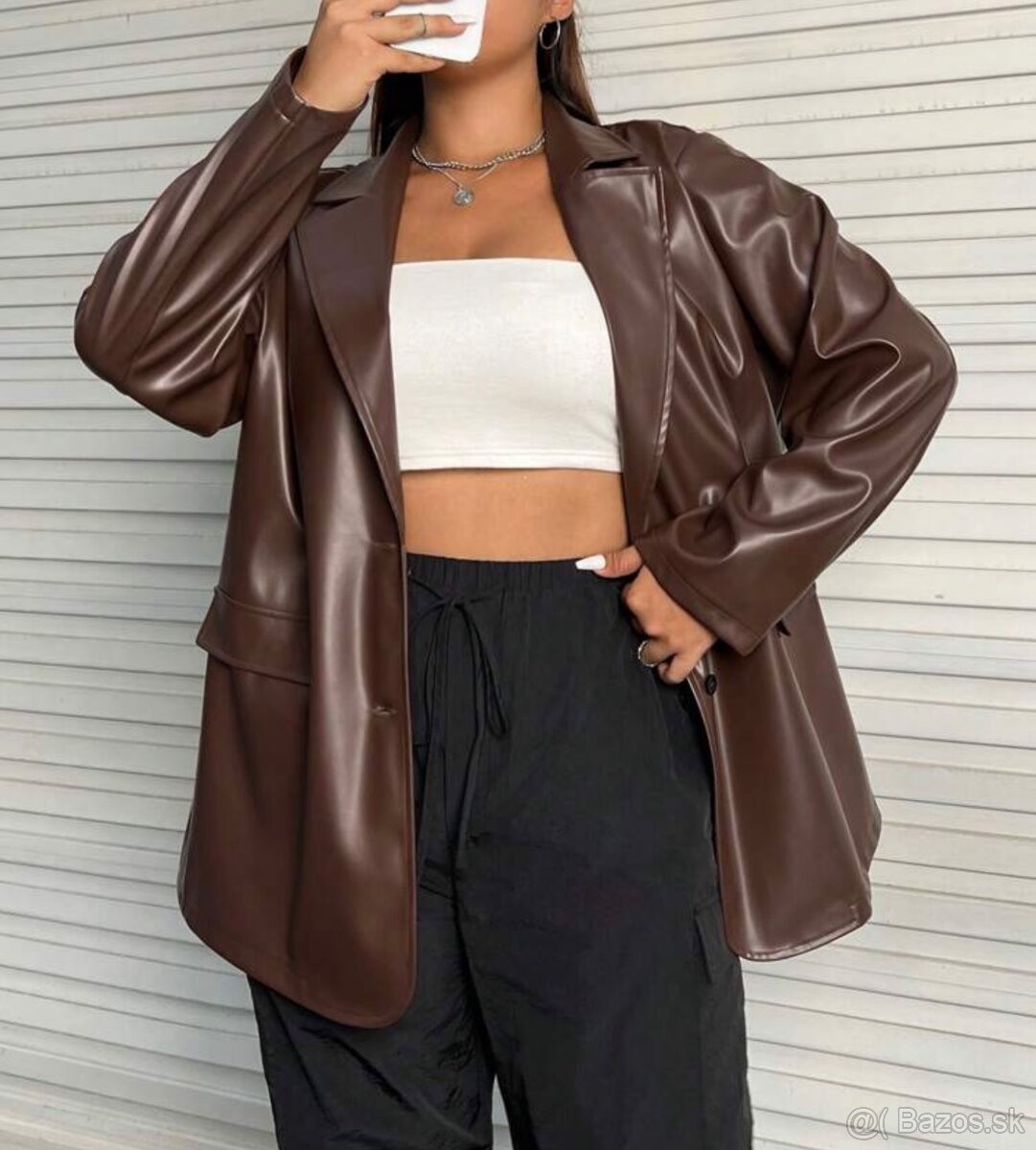 Nové nenosené dámske koženkové sako - 3