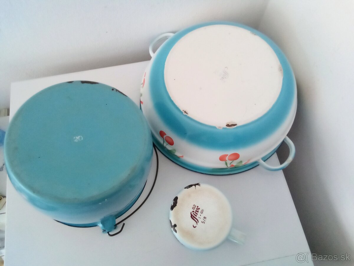 Staré, smaltované nádobí, barevné - riad smaltovaný - 3