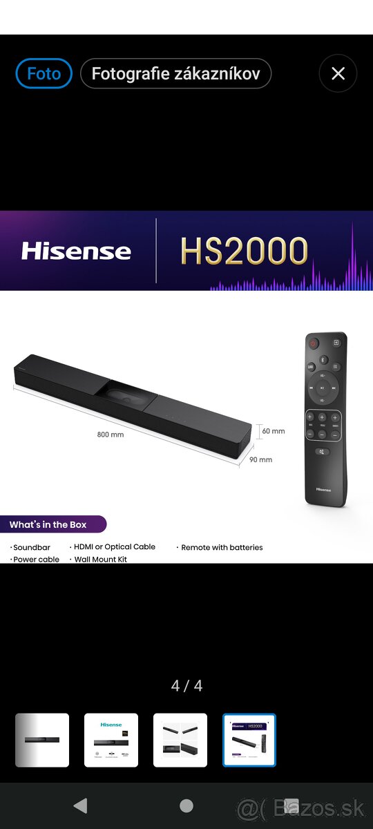 Predám nový soundbar Hisense HS2000 - 3