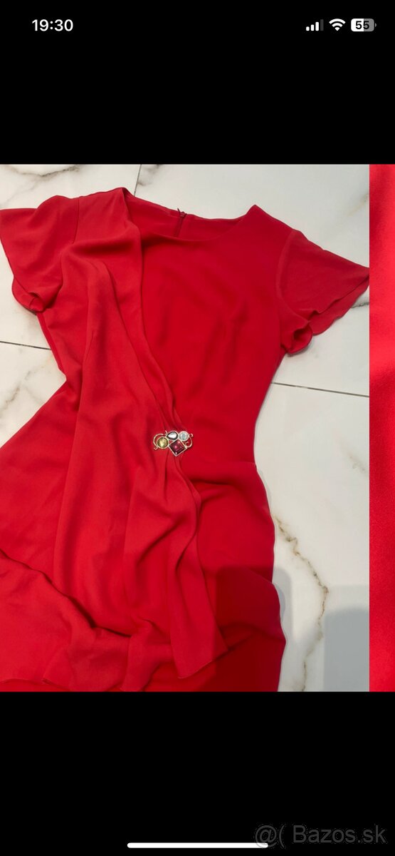 Nádherné Elegantné spoločenské šaty s brošňou - 3