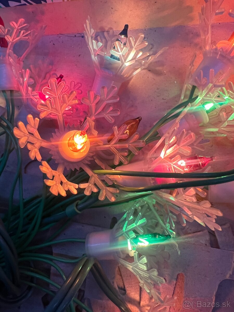 Retro vianočné svetlá snehové vločky - 3