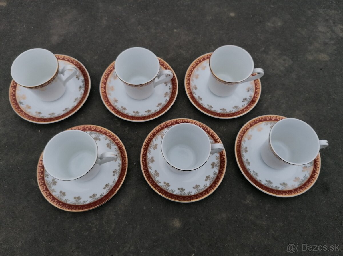 Predám červeno-zlatá porcelánová sada - 3