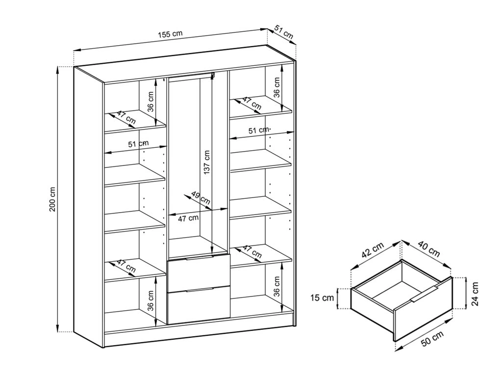 Šatniková skrina s nádstavcom Nová - 3
