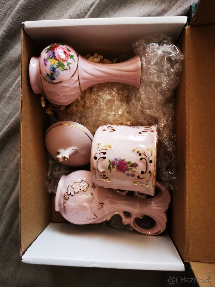 Ružový porcelán 3 kusy - 3