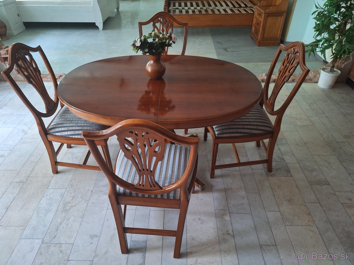 KVALITNÝ DREVENÝ ROZKLÁDACÍ STOL + 4 ŽIDLE VELMI DRAHÝ MODEL - 3