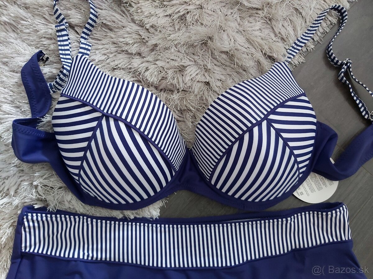 Dvojdielne plavky vystužené XL/42 bielo modré - 3
