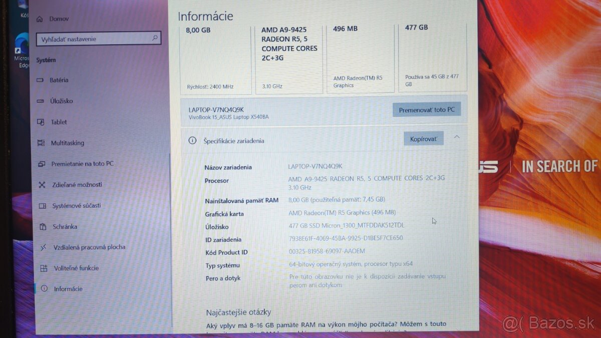 Predám laptop ASUS VivoBook 15 - 3