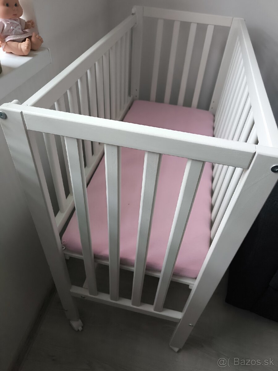 Detská prvá postieľka so sťahovacím bokom - Biela 90 x 40 cm - 3