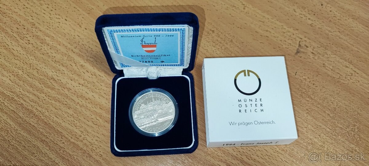 100 šilingov vo verzií proof z roku 1994 Franz Jozef - 3