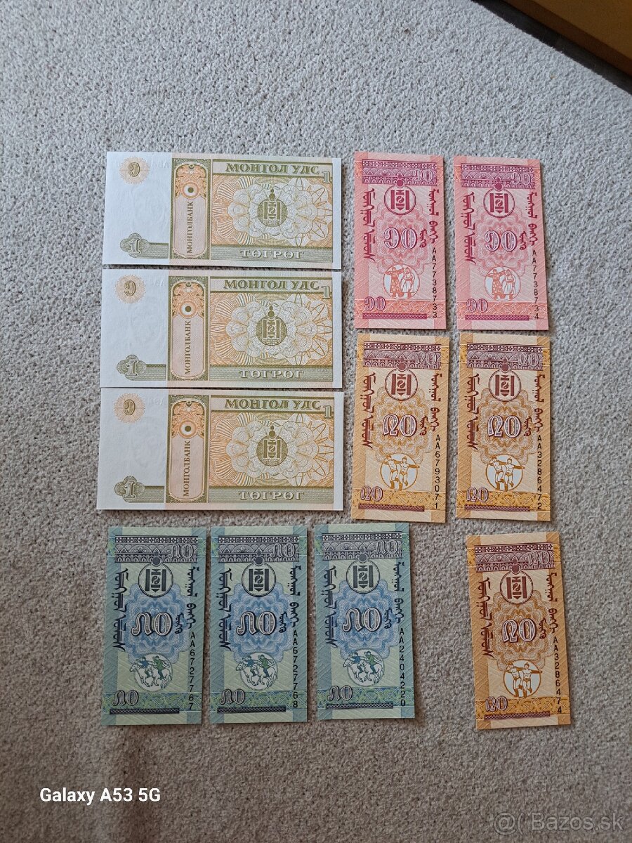 Mongolsko bankovky. 11ks UNC - 3