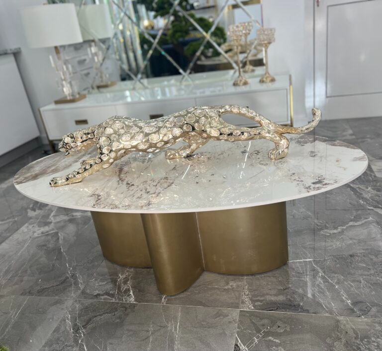 NOVÝ Zlatý konferenčný stolík Premiums mramorovou kkamenou d - 3