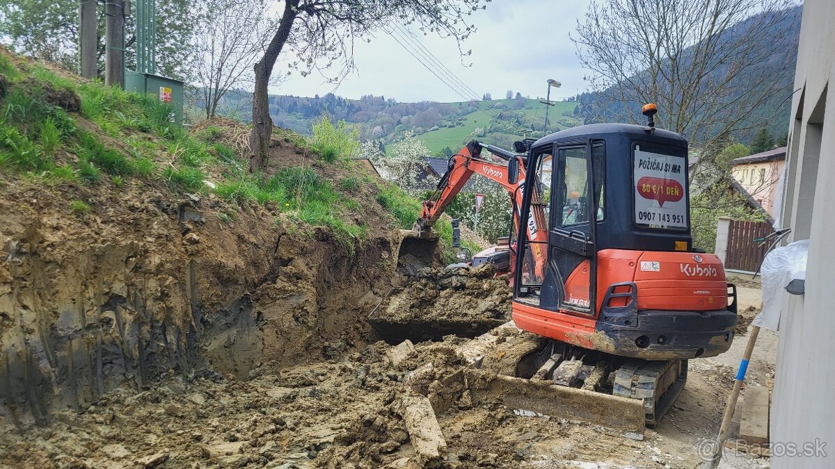 Prenájom - požičanieminibágra 2,8t - Kubota - 3