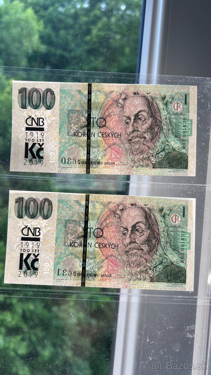 Bankovky ČR s pretlaćou ČNB UNC Čísla po sebe - 3