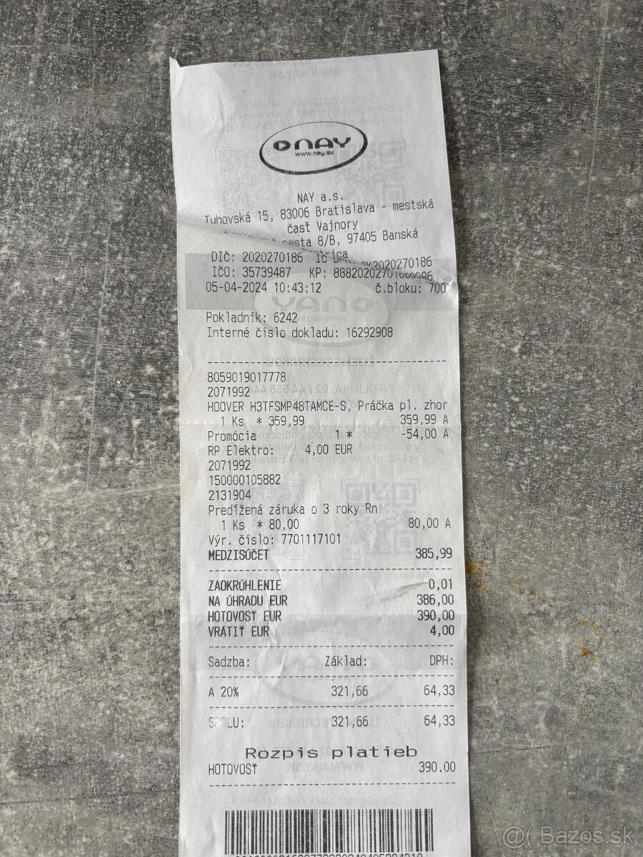 Pračka Hoover 8kg - 3