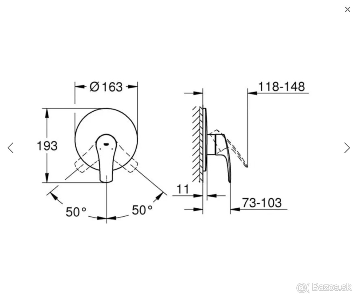 Batéria vaňová Grohe podomietková páková Eurosmart s prepína - 3