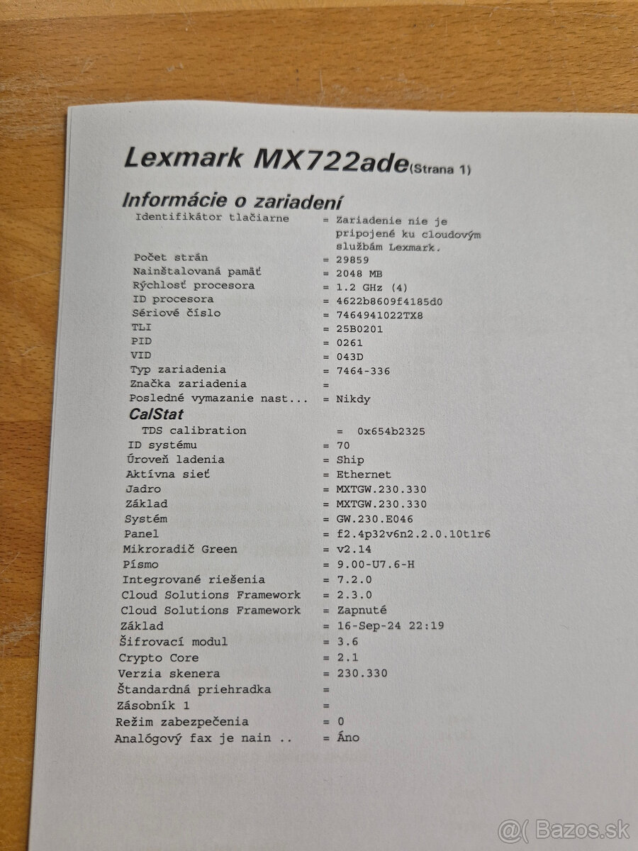 Lexmark MX722ade cierna A4 multifukncia - 29879 stran - 3